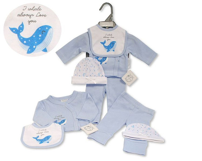 Premature Baby Boys 4 pcs Set with Bib and Hat (3-5lbs) (PK6) PB-20-395s