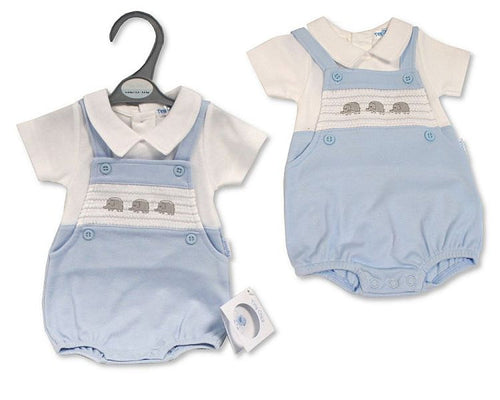 Premature Baby Boys Romper with Smocking - Elephant (3-5 to 5-8Lbs) (PK6) Pb-20-659
