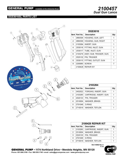 PRESSURE WASH SAFETY DUAL GUN LANCE 2100457