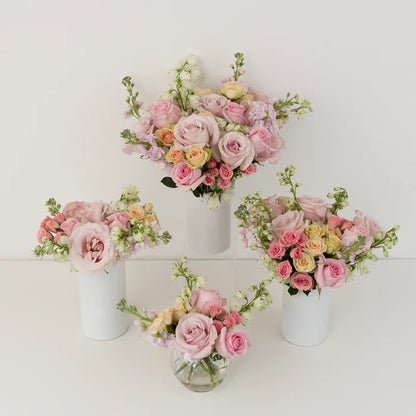 Pretty In Pink Flower Centerpieces Close Up - Image