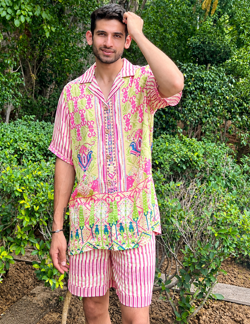 Rio Pink Satin Silk Co-ord Set
