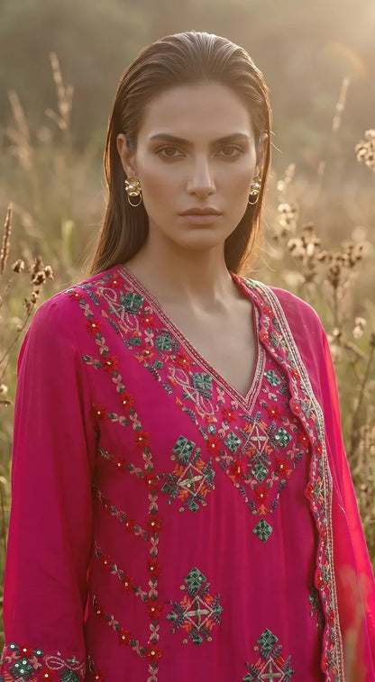 Rose Phulkari  Sharara Set