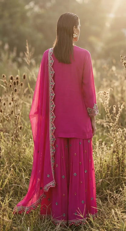 Rose Phulkari  Sharara Set