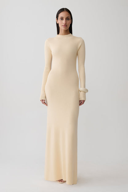 Rowan Long Sleeve Knit Maxi Dress - Cream