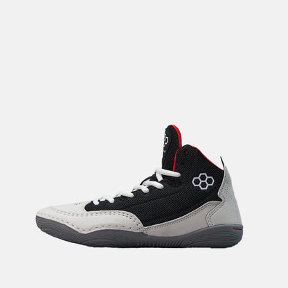 Side medial view of the Rudis Courage Youth Wrestling Shoes, Midnight Smoke.