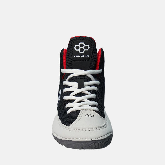 Front view of the Rudis Courage Youth Wrestling Shoes, Midnight Smoke.