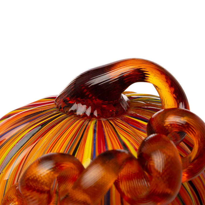 S/2 Multi Striped Glass Short Pumpkin Decor