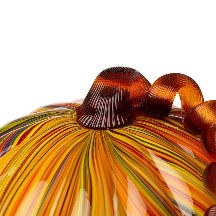 S/2 Multi Striped Glass Short Pumpkin Decor