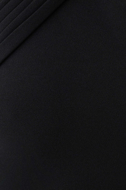 Sable Crossover Crepe Midi Dress - Black