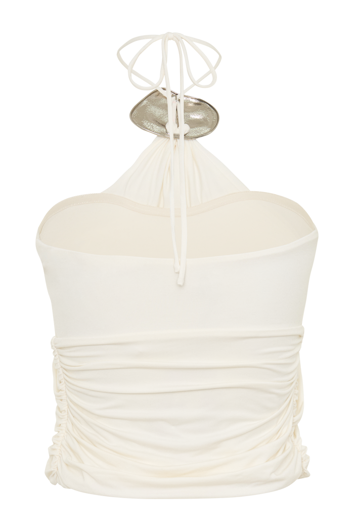 Sade Halter Top With Hardware - Ivory