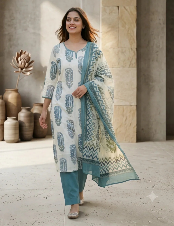 Sage Bloom Elegance Suit Set