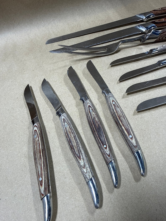 Samurai Cutlery Knives Set Forged Stainless & Wood - 11 Pieces
