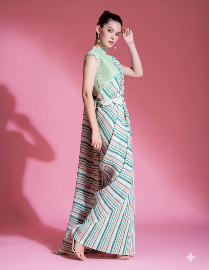 Sea Foam Green Pre-Draped Saree