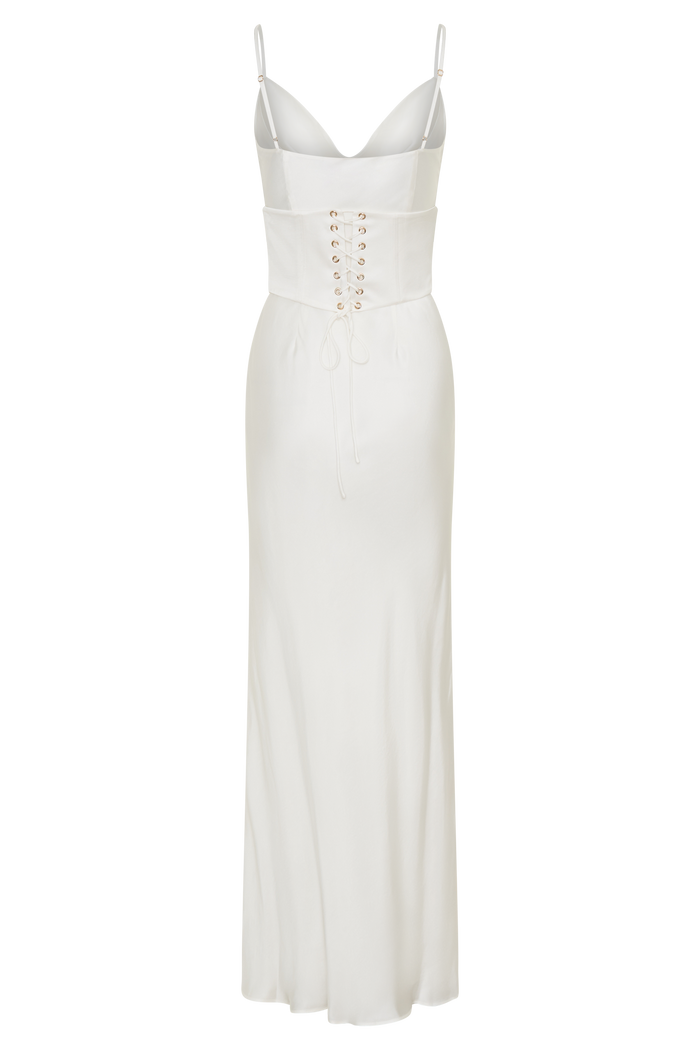 Seraphine Corset Satin Maxi Dress - Ivory