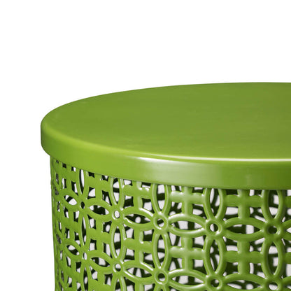 Set of 2 Green Metal Garden Stool or Plant Stand or Accent Table (Multi-functional)
