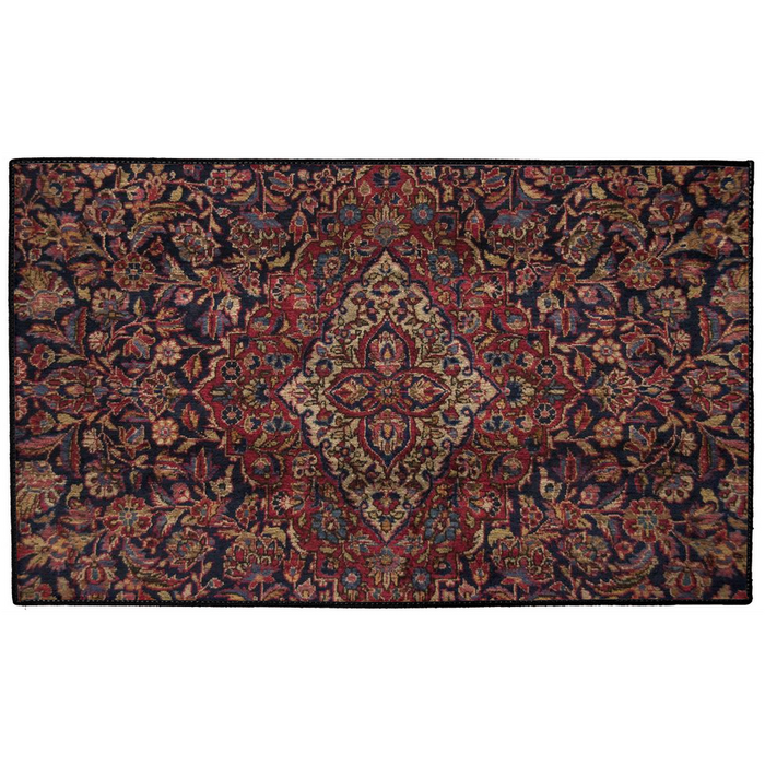 Shahbanu Persian Indoor/Outdoor Floor Mat Antique Black Burgundy