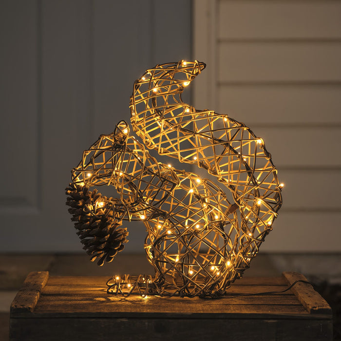 Sherwood Rattan LED Light Up Fox & Squirrel Figures