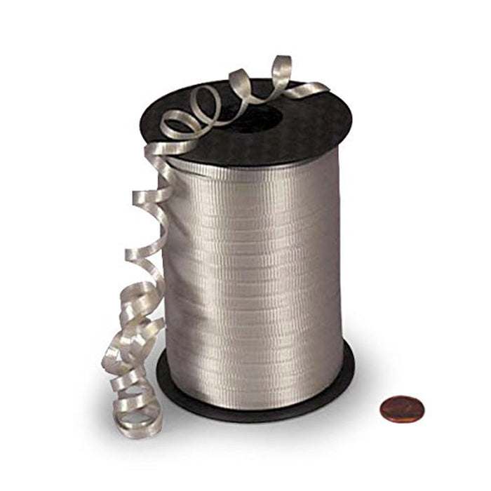 Silver Curling Ribbon - Flat Silver - Crimped - 3/16in. X 500 Yards (pm4435099)
