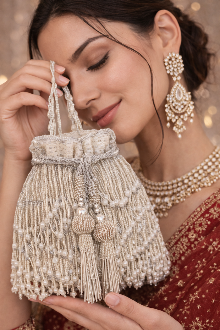 Silver Fringe Glam Potli