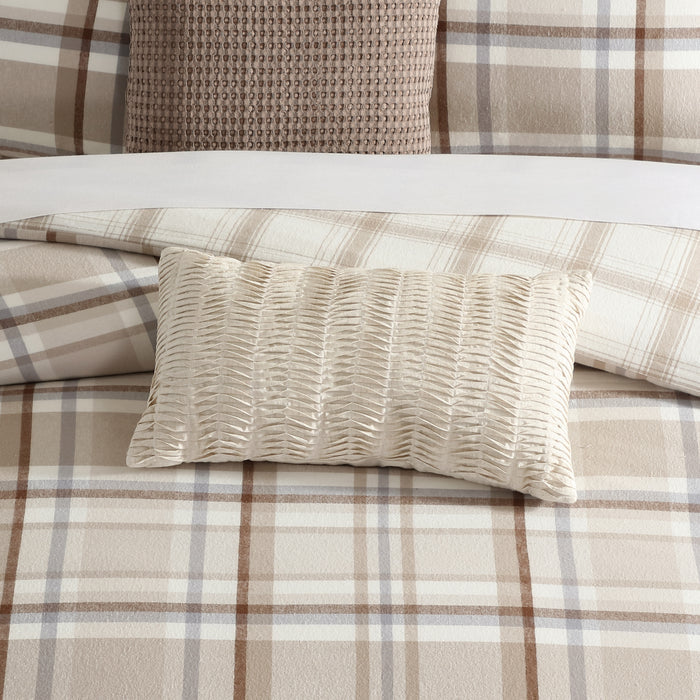 Levtex Home Spencer Plaid Neutral Pleated Pillow Decorative Pillows