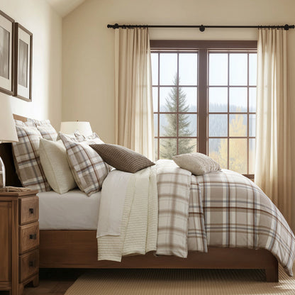 Levtex Home Spencer Plaid Neutral Pleated Pillow Decorative Pillows