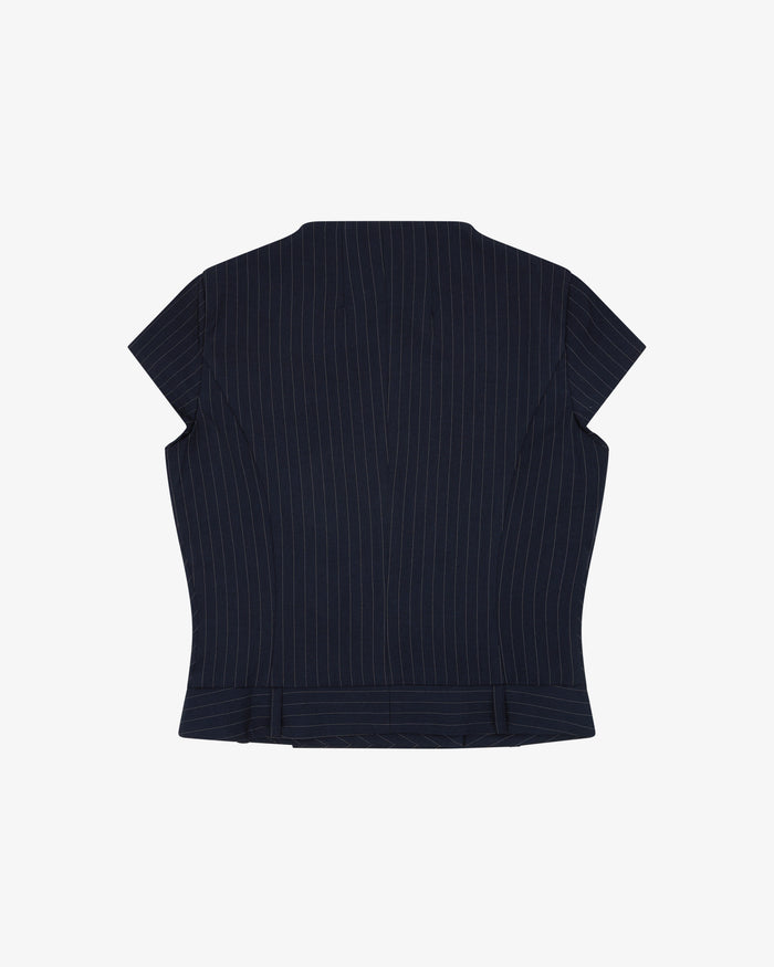 SS Asym Jacket - Ink Pinstripe