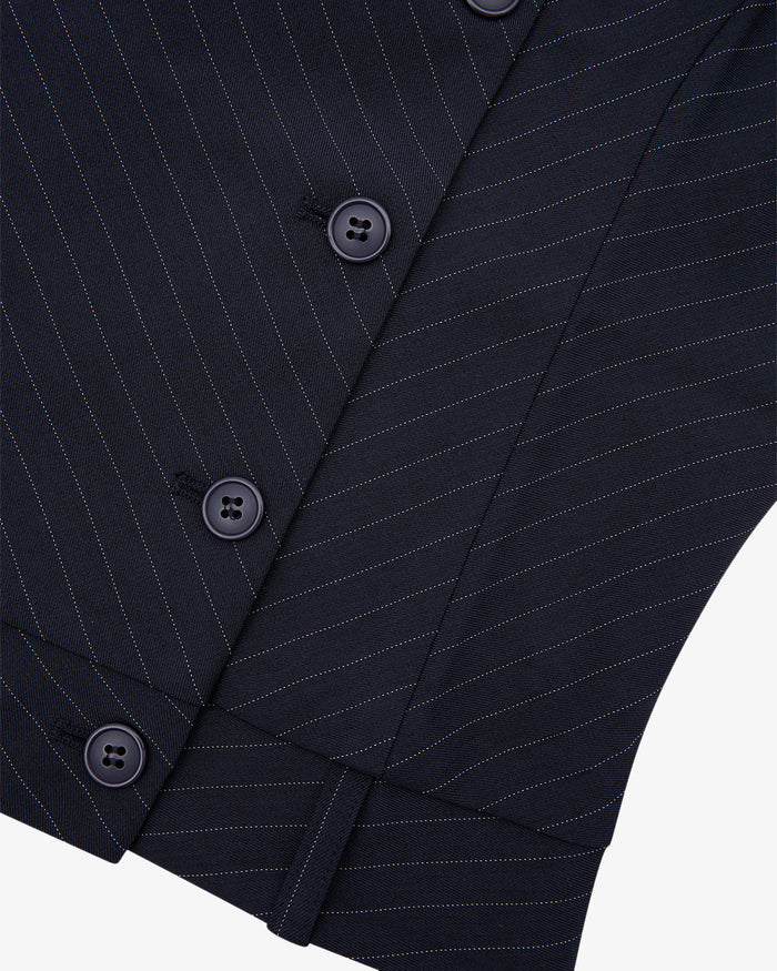 SS Asym Jacket - Ink Pinstripe