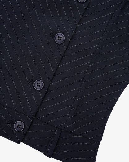 SS Asym Jacket - Ink Pinstripe