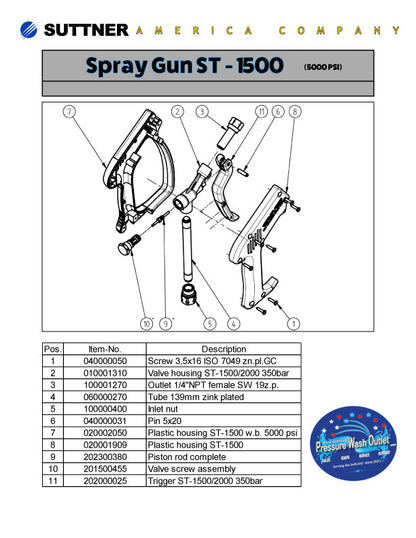 ST-1500 TRIGGER GUN & FLEXIBLE WAND ASSEMBLY by SUTTNER