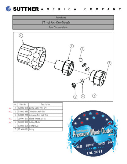 ST-56 ROLLOVER NOZZLE HOLDER by SUTTNER (6038)