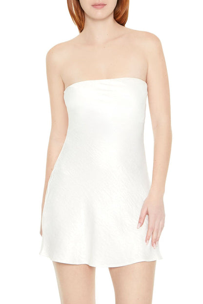 Strapless Satin Mini Dress