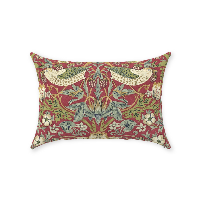 Strawberry Thief Cotton Throw Pillows William Morris Red