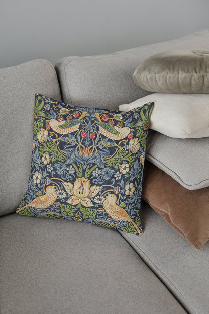 Strawberry Thief Outdoor Pillow William Morris Blue