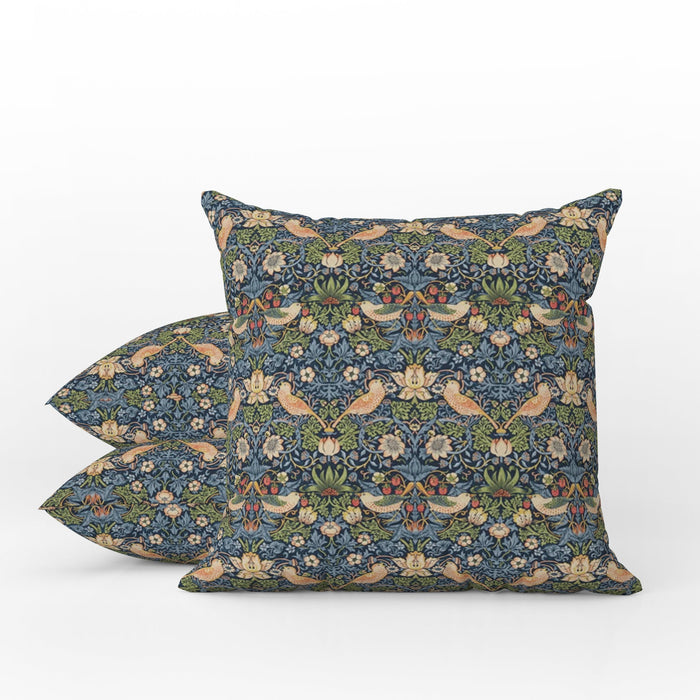 Strawberry Thief Outdoor Pillow William Morris Tudor Blue