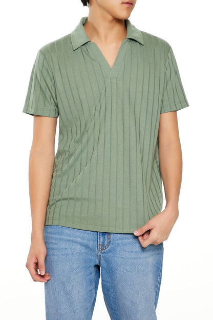 Striped Split-Neck Polo Shirt