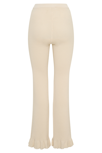 Suzie Ribbed Flared Pants - Ivory