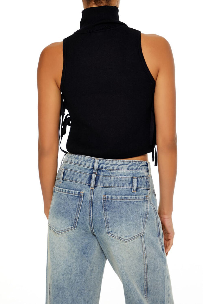 Sweater-Knit Open-Side Crop Top