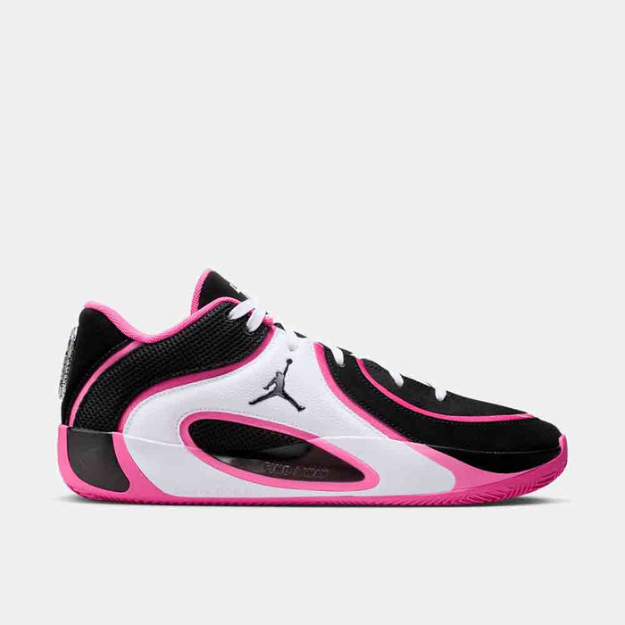 Side view of the Jordan Tatum 4 "Black Pinksicle".