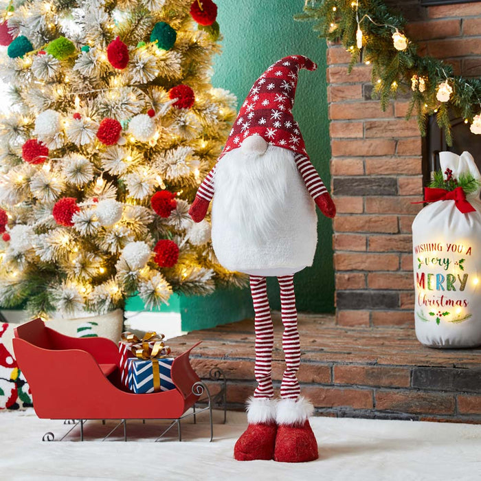 Telescoped Fabric Christmas Gnome Standing Décor