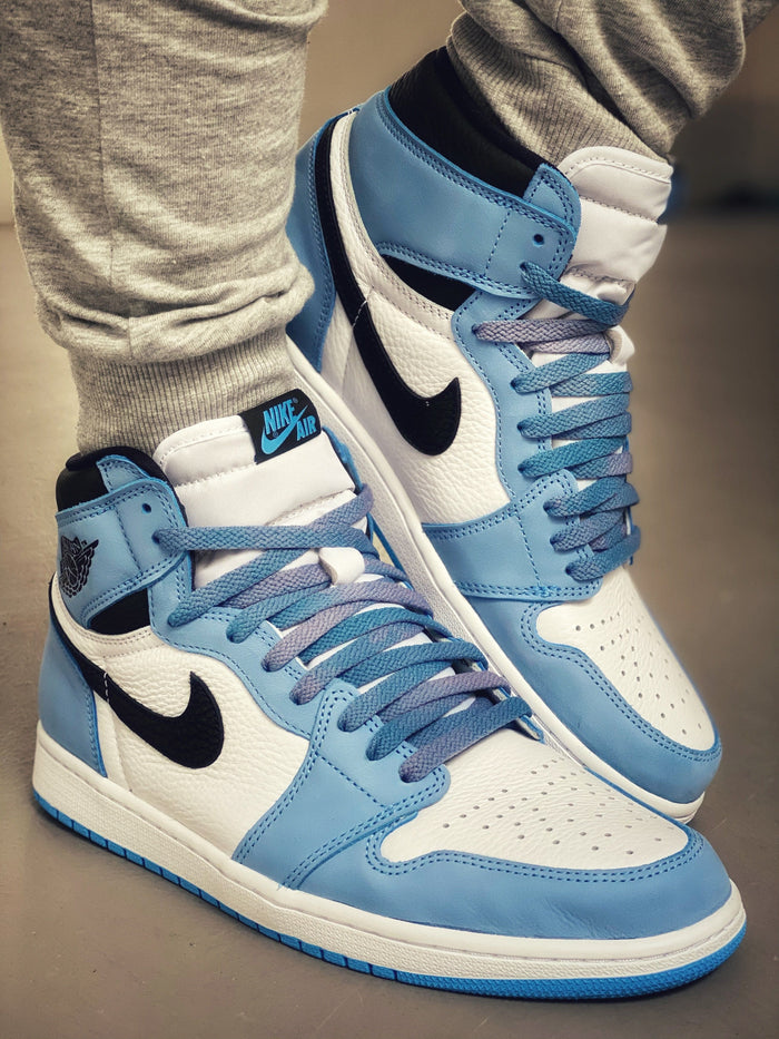 Tie Dye Flat Laces - Vintage Faded UNC Carolina Blue 85 For Air Jordan 1