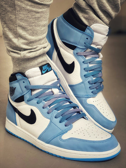 Tie Dye Flat Laces - Vintage Faded UNC Carolina Blue 85 For Air Jordan 1