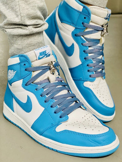 Tie Dye Flat Laces - Vintage Faded UNC Carolina Blue 85 For Air Jordan 1