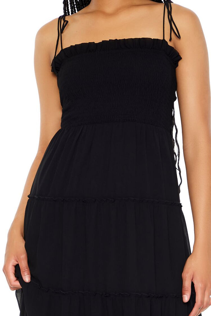 Tiered Self-Tie Cami Midi Dress