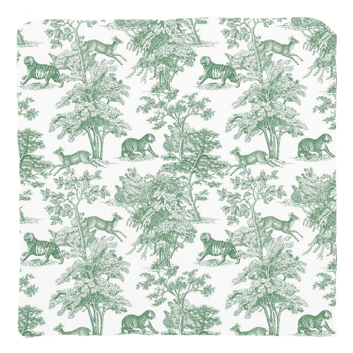 Toile de Jouy Cotton Throw Pillows Tropical Tiger Forest Green