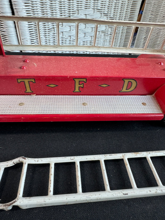 Tonka TFD Vintage Pressed Steel Aerial Ladder Fire Truck with Side Ladders