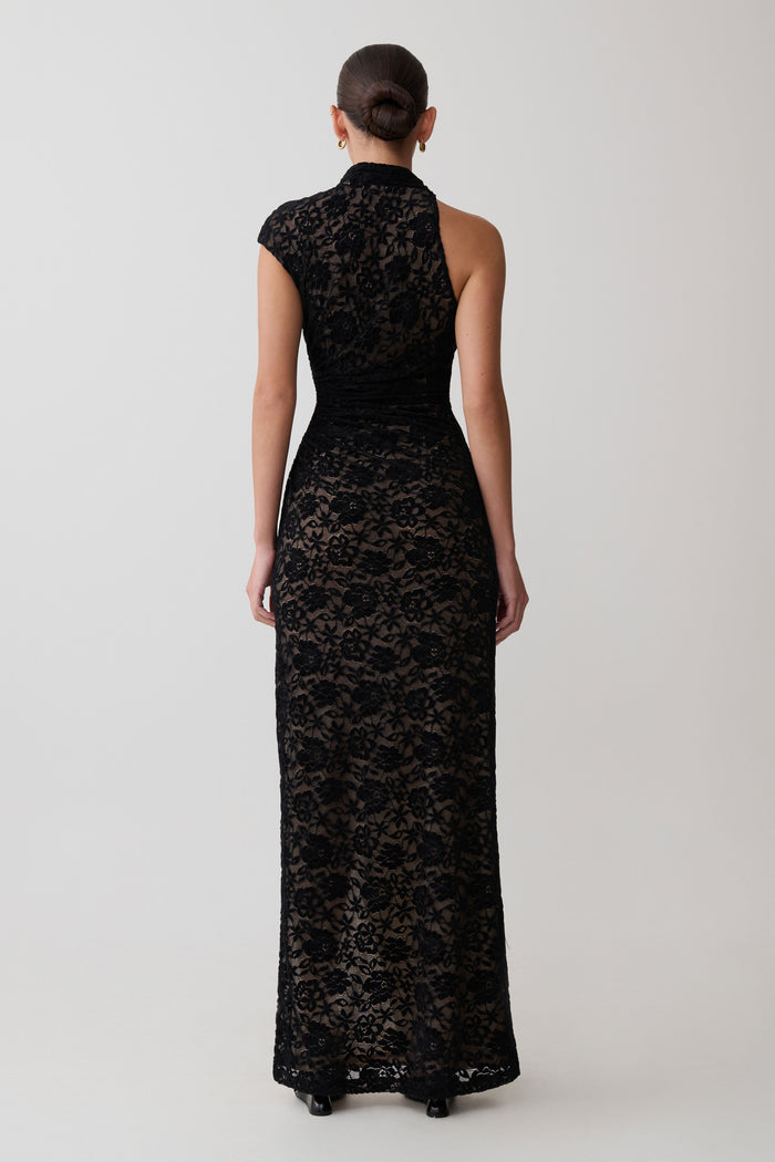 Trinh One Shoulder Maxi Dress - Black