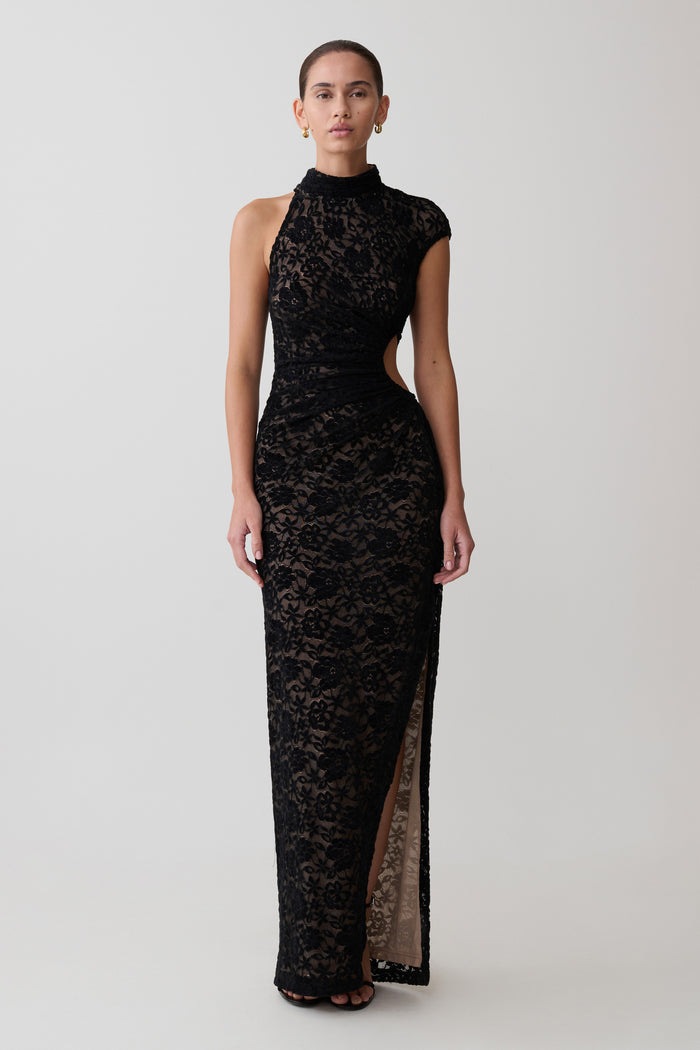 Trinh One Shoulder Maxi Dress - Black