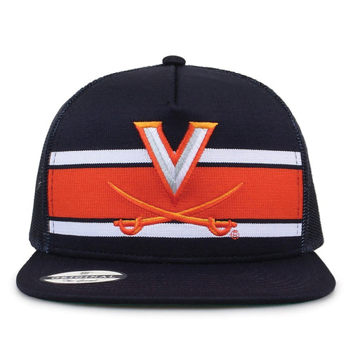 University of Virginia Class of '92 trucker hat, front view with embroidered logo and stripes