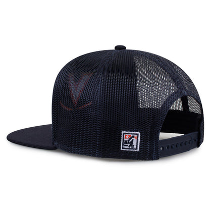 University of Virginia Class of '92 trucker hat, angled rear view showing mesh panels and snapback closure