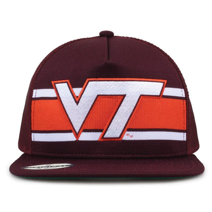 Virginia Tech Class of '92 trucker hat, front view with embroidered logo and stripes